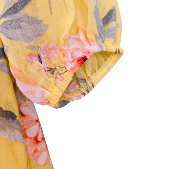 Luxology Floral Overlay V-neckline Flowy Maxi Dress Romantic Summer Size Small - Picture 5 of 12